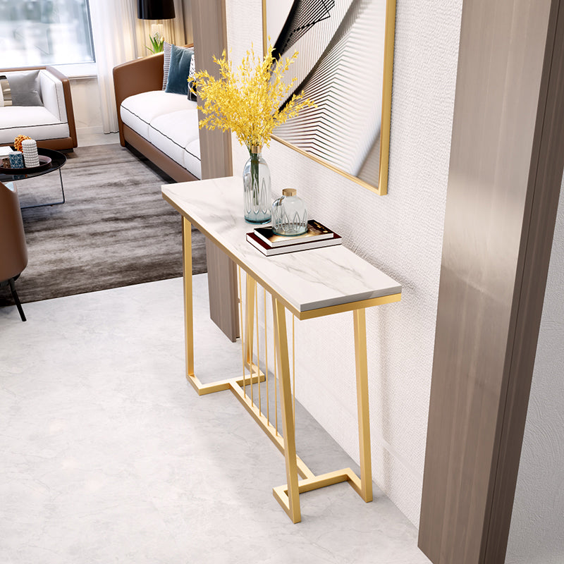 Contemporary Console Accent Table Rectangle Console Sofa Table in Marble
