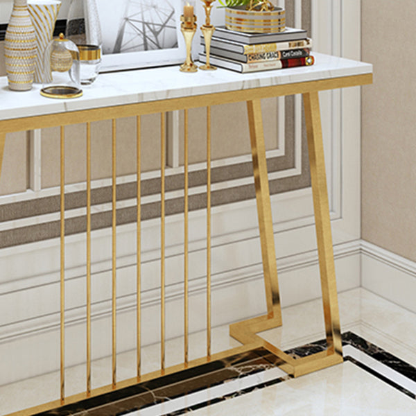 Contemporary Console Accent Table Rectangle Console Sofa Table in Marble