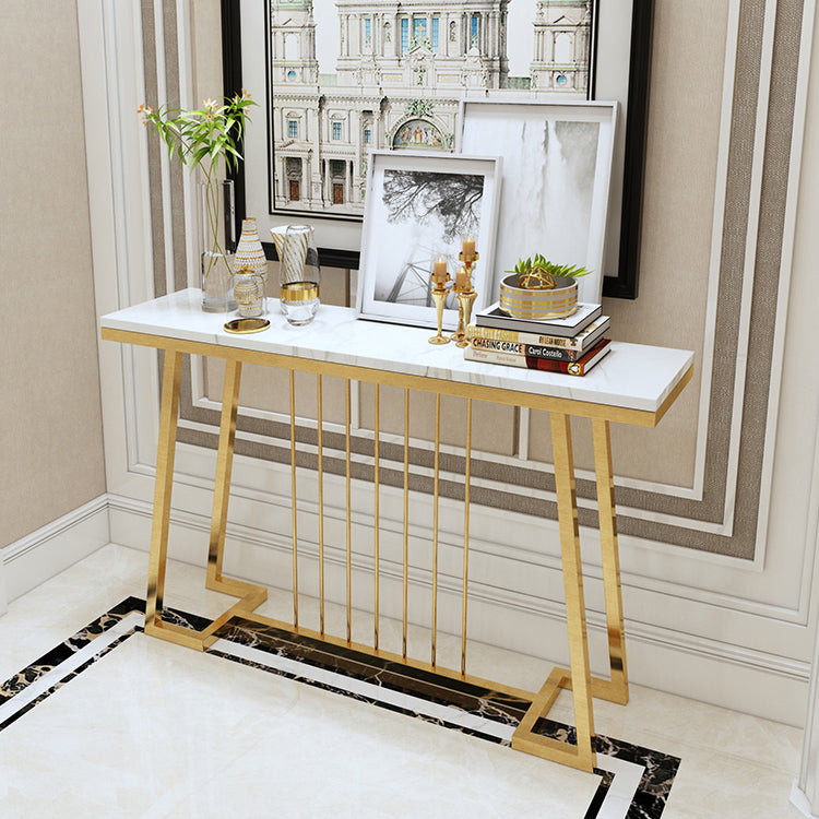 Contemporary Console Accent Table Rectangle Console Sofa Table in Marble