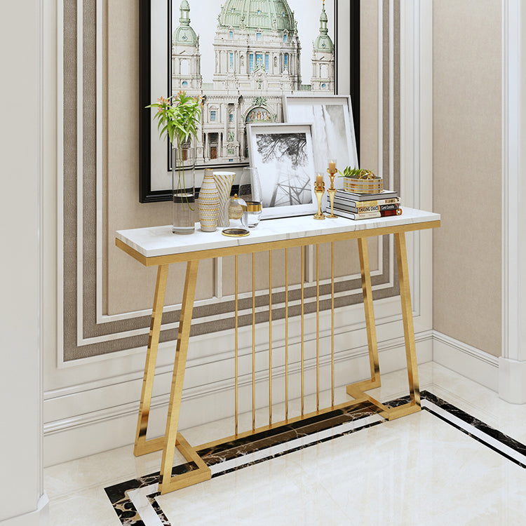 Contemporary Console Accent Table Rectangle Console Sofa Table in Marble