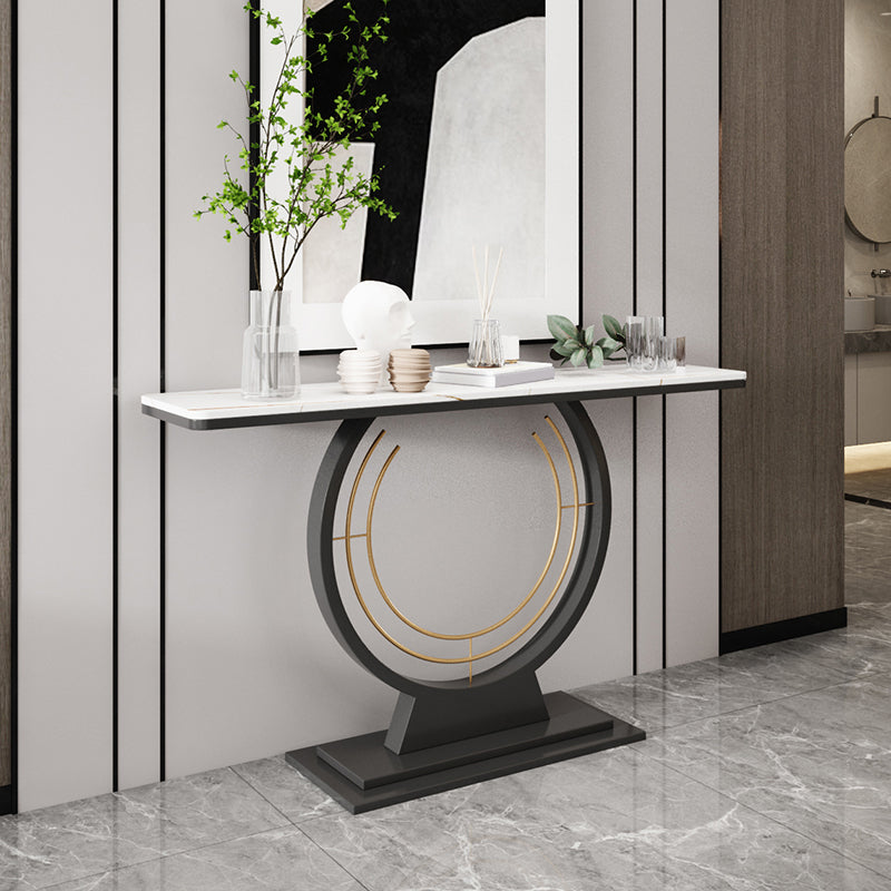 Modern Rectangle Console Accent Table Antique Finish Console Sofa Table in Stone