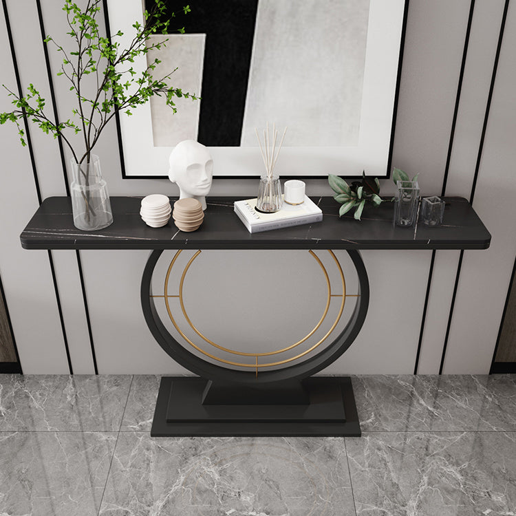 Modern Rectangle Console Accent Table Antique Finish Console Sofa Table in Stone