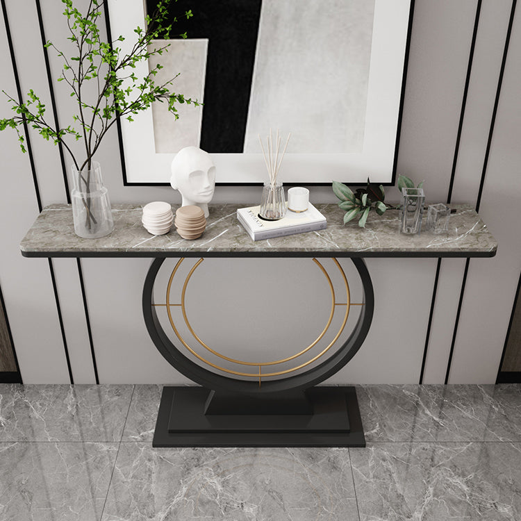 Modern Rectangle Console Accent Table Antique Finish Console Sofa Table in Stone
