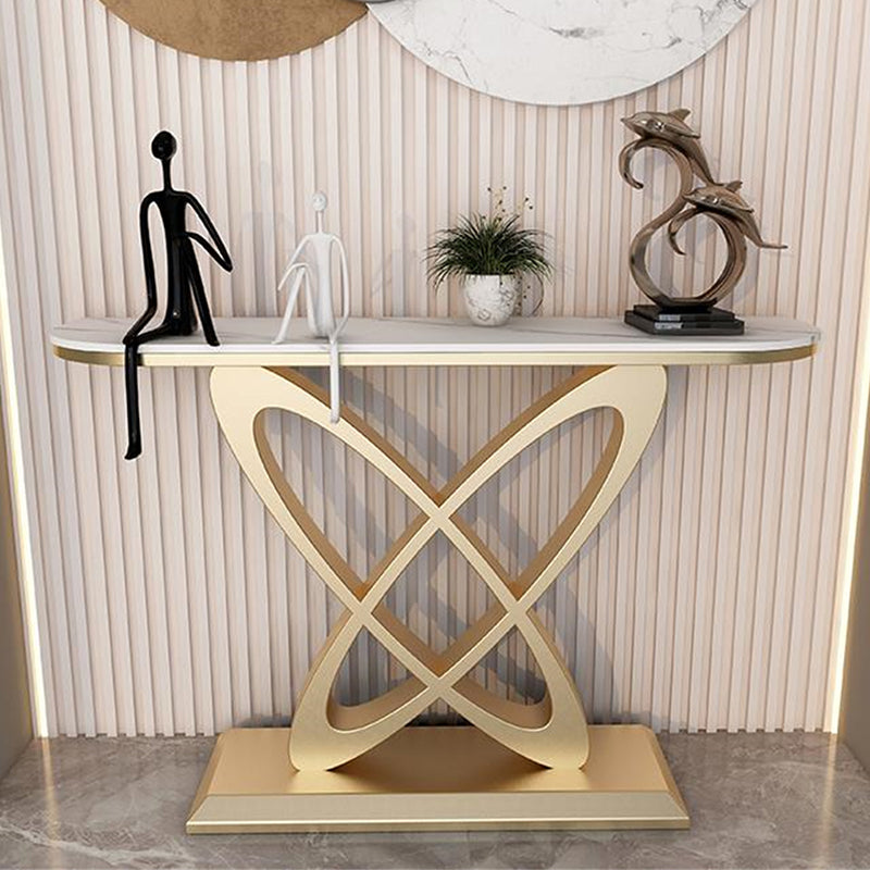 Contemporary Console Table Antique Finish Console Sofa Table in Stone