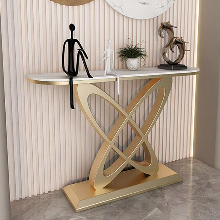 Contemporary Console Table Antique Finish Console Sofa Table in Stone