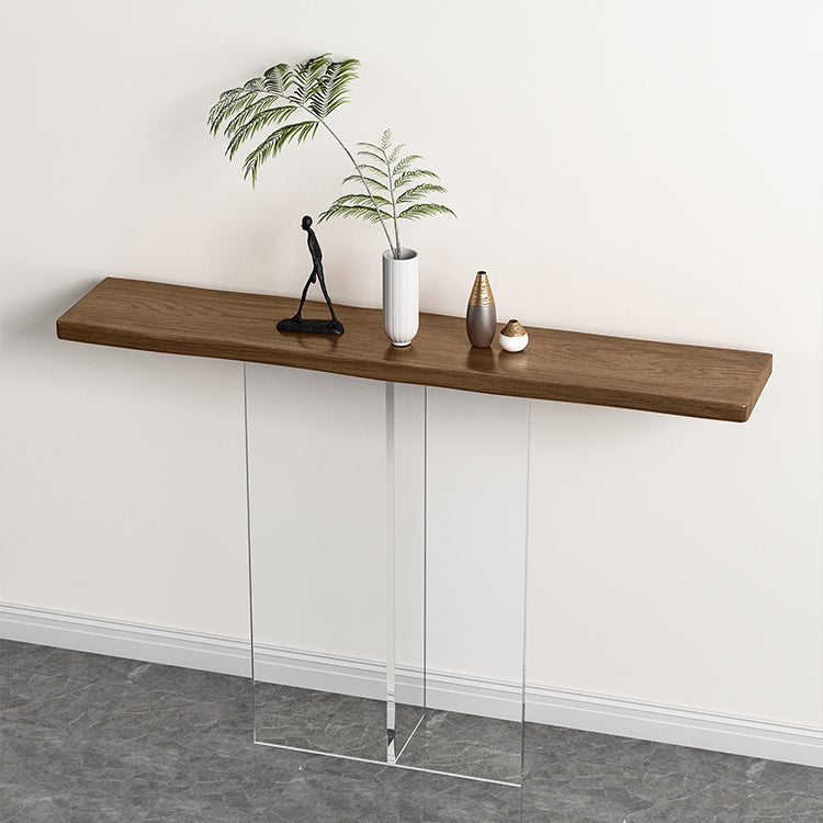 Solid Wood Rectangle Console Table 29.53-inch Tall End Table with Acrylic Leg