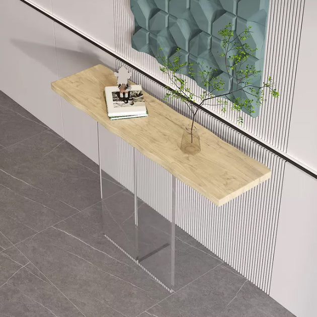 Solid Wood Rectangle Console Table 29.53-inch Tall End Table with Acrylic Leg