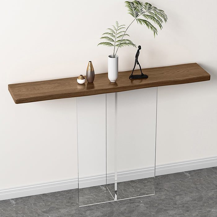 Solid Wood Rectangle Console Table 29.53-inch Tall End Table with Acrylic Leg