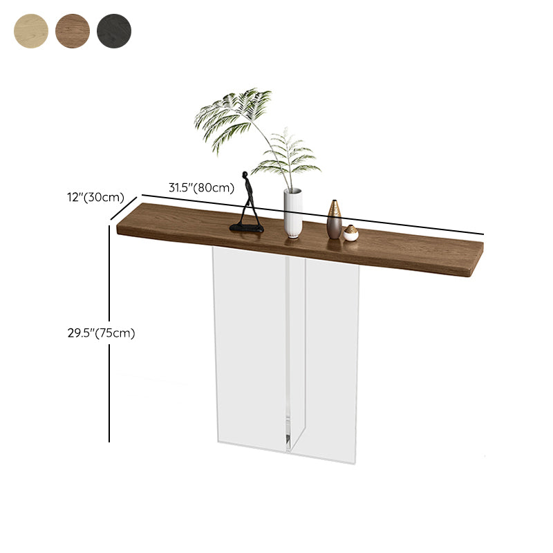 Solid Wood Rectangle Console Table 29.53-inch Tall End Table with Acrylic Leg