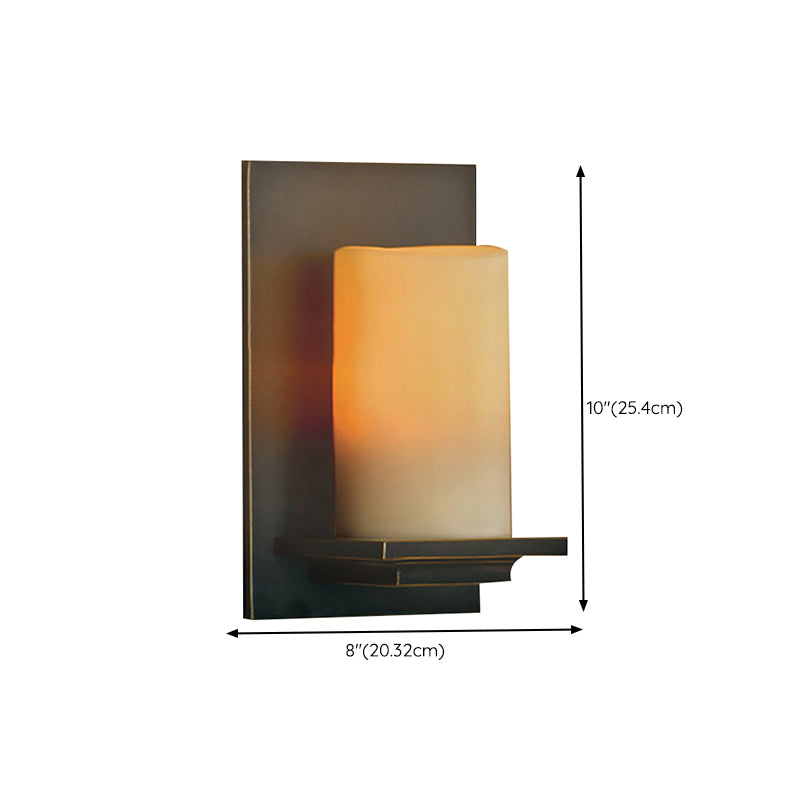 Metal Modern Wall Sconce Cylinder Shape 1 Light Wall Light with Glass Shade