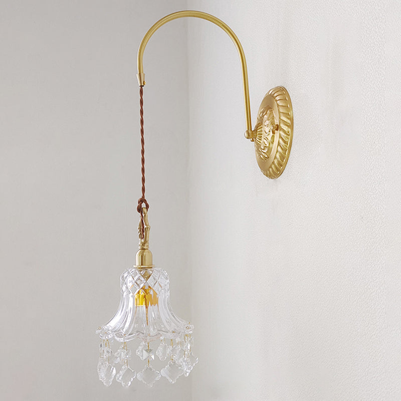 Metal Modern Wall Sconce Geometric Shape Wall Lamp with Crystal Shade