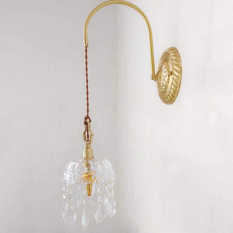 Metal Modern Wall Sconce Geometric Shape Wall Lamp with Crystal Shade