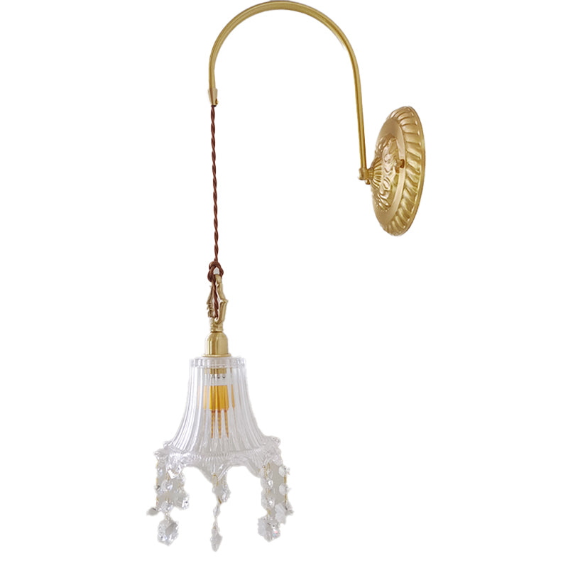 Metal Modern Wall Sconce Geometric Shape Wall Lamp with Crystal Shade