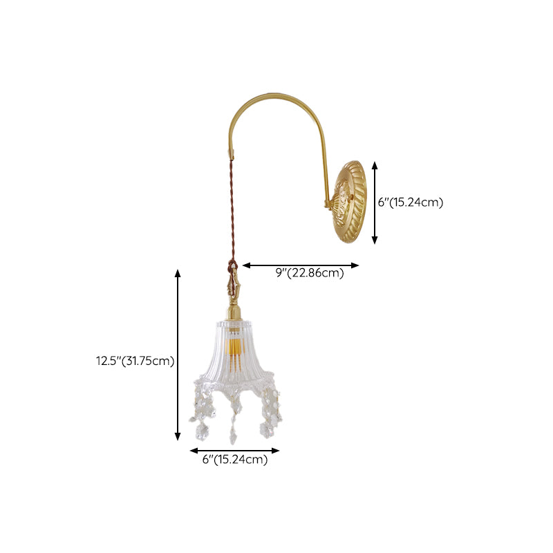 Metal Modern Wall Sconce Geometric Shape Wall Lamp with Crystal Shade