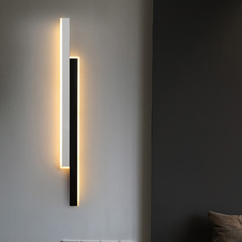 Modern Strip Wall Light Sconces Metal Black and White Sconces for Bedroom