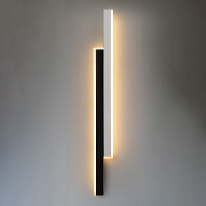 Modern Strip Wall Light Sconces Metal Black and White Sconces for Bedroom