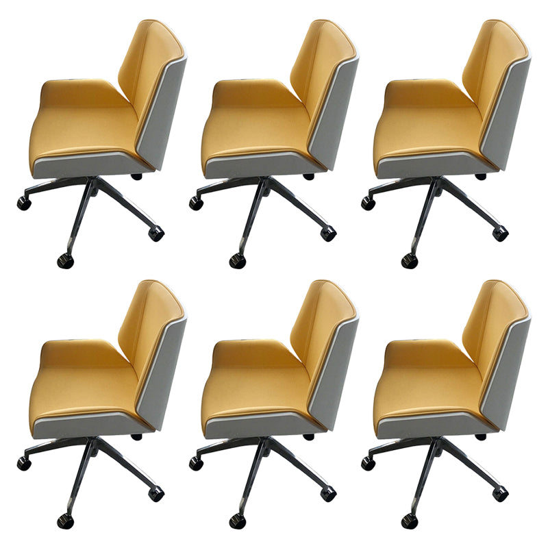 Armless Desk Chair Slide Modern Adjustable Seat Height Chair with Wheels