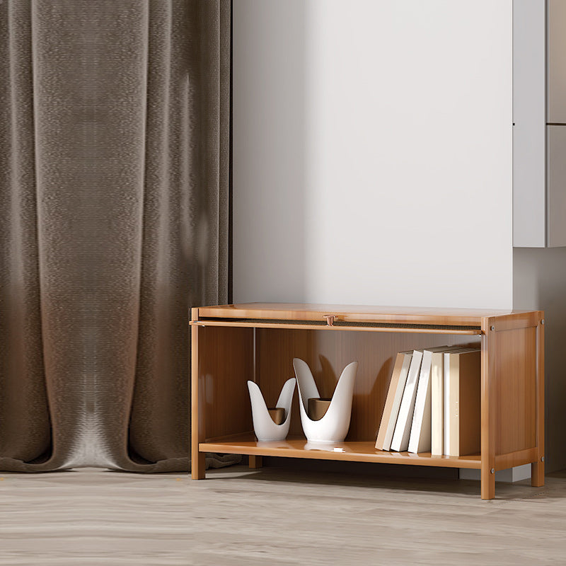 Bamboo Bookcase Standard Contemporary Closed Back Bookshelf with Cabinets