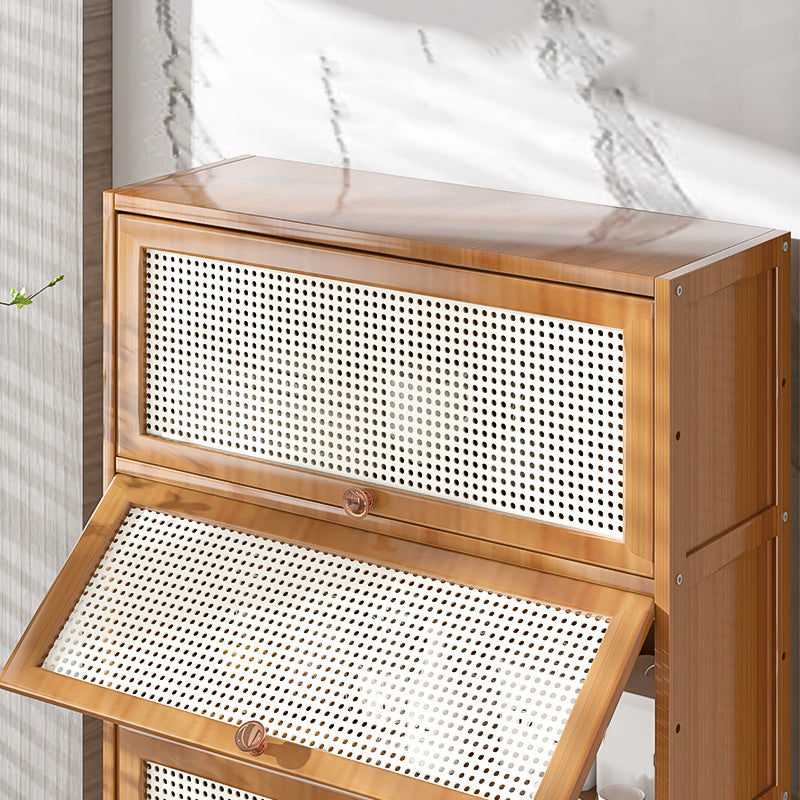 Bamboo Bookcase Standard Contemporary Closed Back Bookshelf with Cabinets