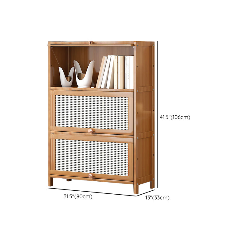 Bamboo Bookcase Standard Contemporary Closed Back Bookshelf with Cabinets
