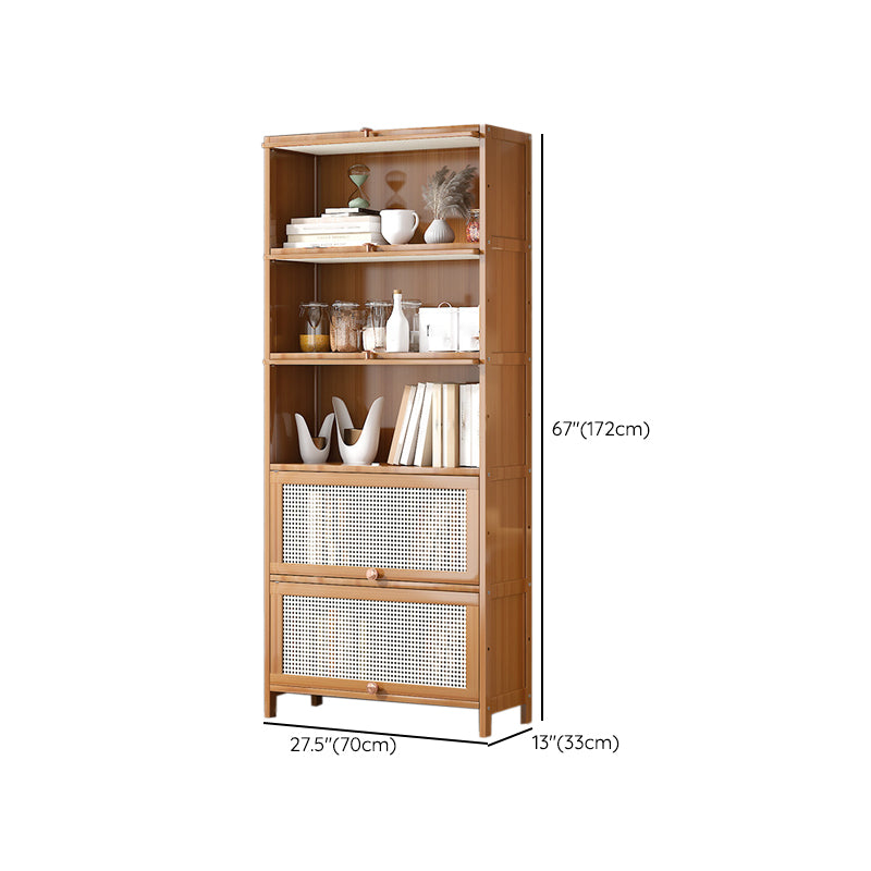 Bamboo Bookcase Standard Contemporary Closed Back Bookshelf with Cabinets