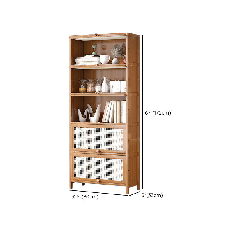 Bamboo Bookcase Standard Contemporary Closed Back Bookshelf with Cabinets