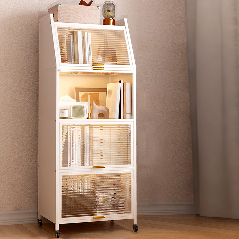 Glam Style Closed Back Bookshelf Standard Metal Bookcase for Study Room