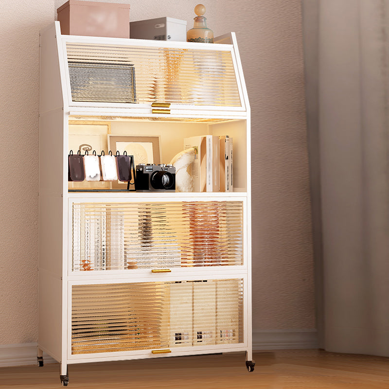 Glam Style Closed Back Bookshelf Standard Metal Bookcase for Study Room