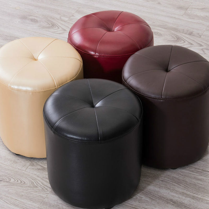 Genuine Leather Standard Stool Modern Style Simple Round Stool