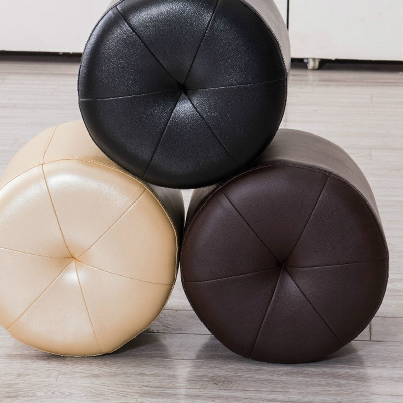 Genuine Leather Standard Stool Modern Style Simple Round Stool