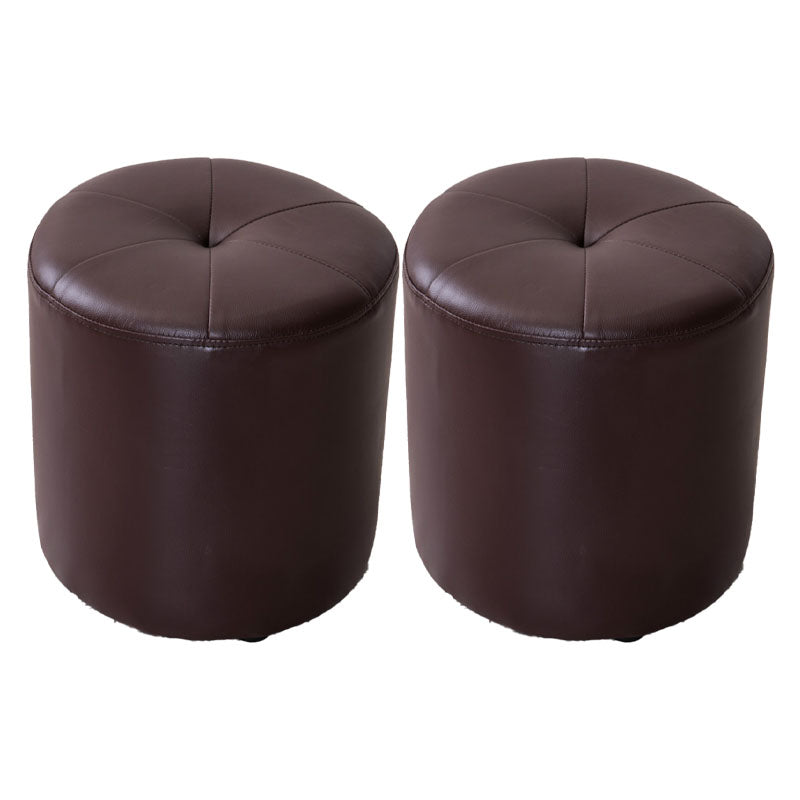 Genuine Leather Standard Stool Modern Style Simple Round Stool