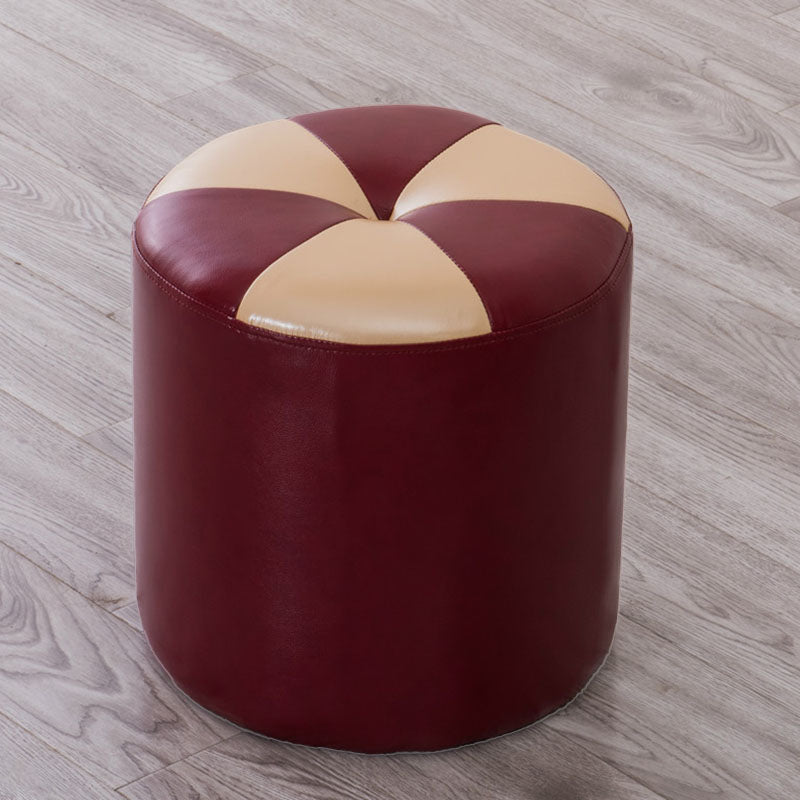 Genuine Leather Standard Stool Modern Style Simple Round Stool
