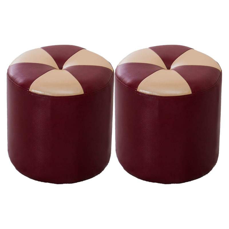 Genuine Leather Standard Stool Modern Style Simple Round Stool
