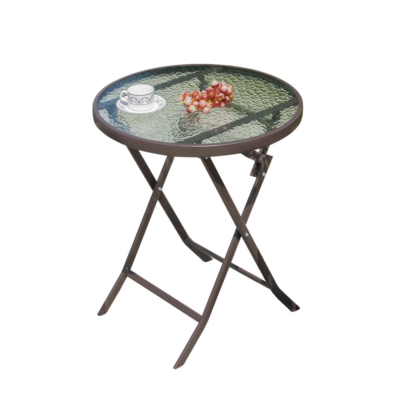 Industrial Dining Table Glass Clear Rust Resistant Patio Table