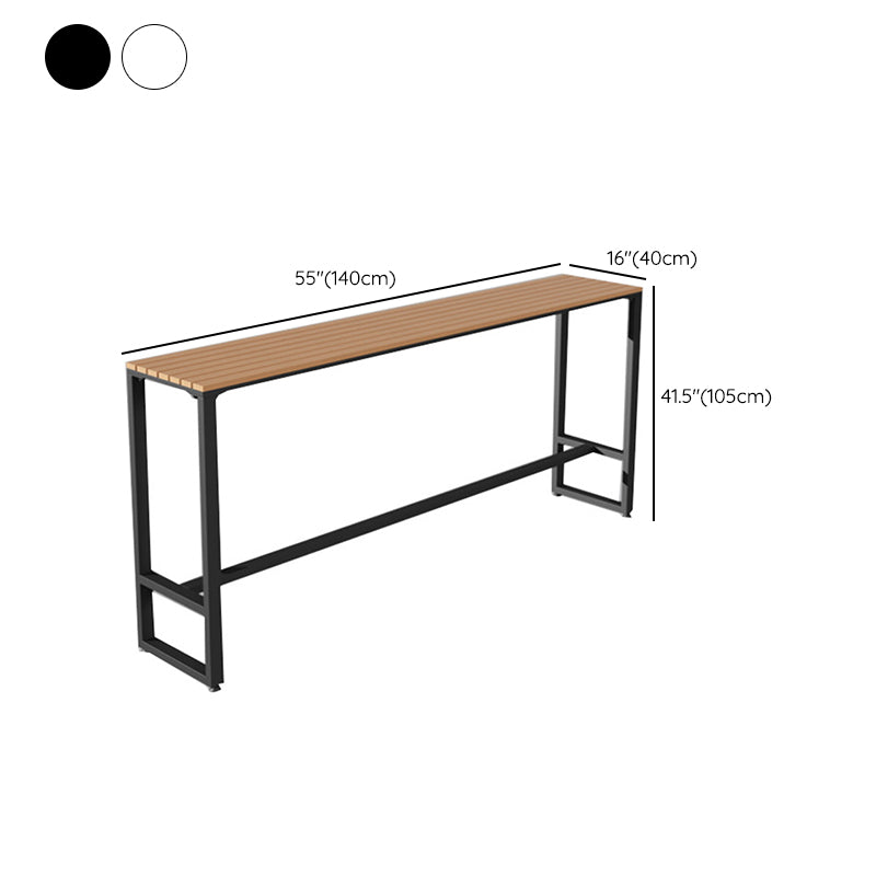 Industrial Water Resistant Bar Table Rectangle Brown Wood Patio Table