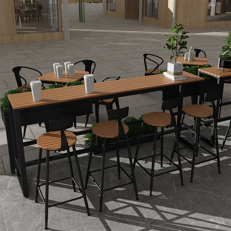 Fuax Wood Industrial Bar Table Rectangle Water Resistant Patio Table