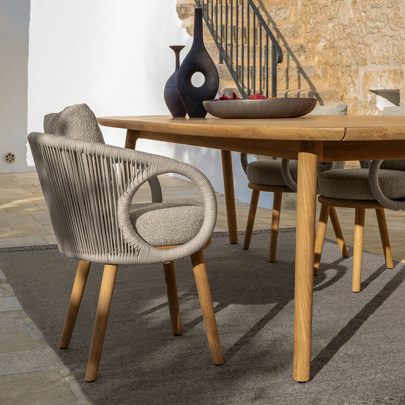 Teak Solid Wood Dining Set 1/3/5 Pcs Boho Natural Frame Patio Dining Table and Chairs