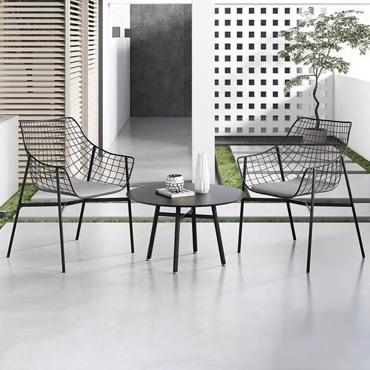 Boho Black Dining Set 1/2/3/4/5 Pieces Round Patio Dining Table Set