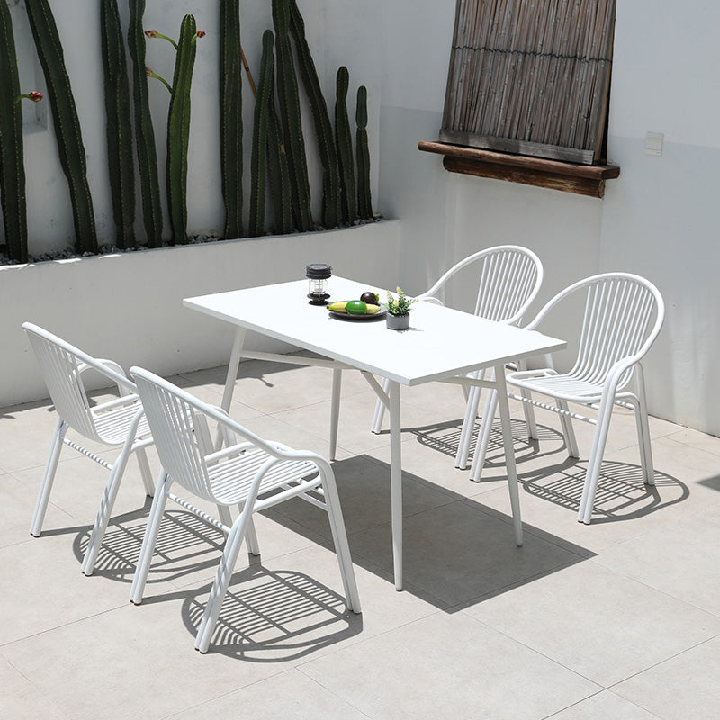 White Round Patio Dining Sets Boho 1/2/3/5/7 Pieces Dining Table Set