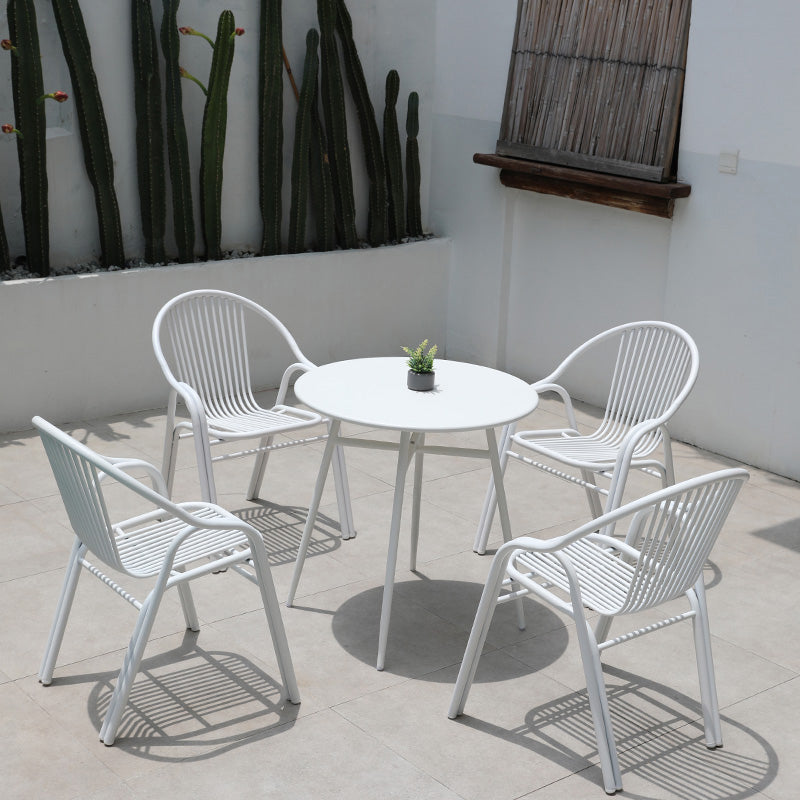White Round Patio Dining Sets Boho 1/2/3/5/7 Pieces Dining Table Set