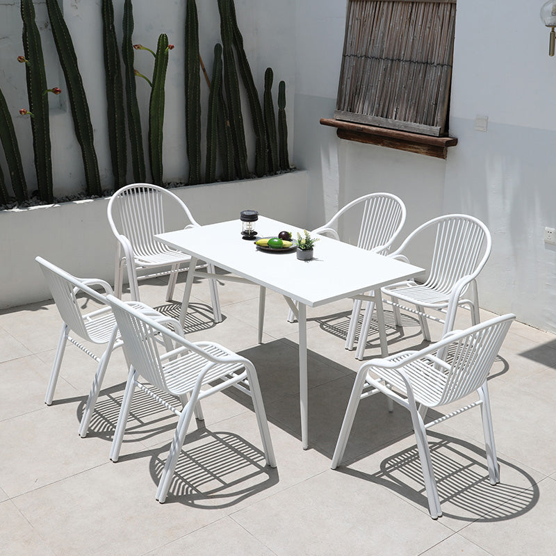 White Round Patio Dining Sets Boho 1/2/3/5/7 Pieces Dining Table Set