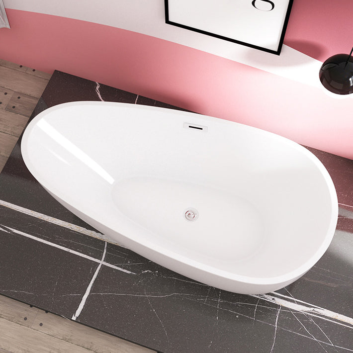 Modern Acrylic Bath Soaking White 23.62-inch Tall Bathtub with Overflow Trim