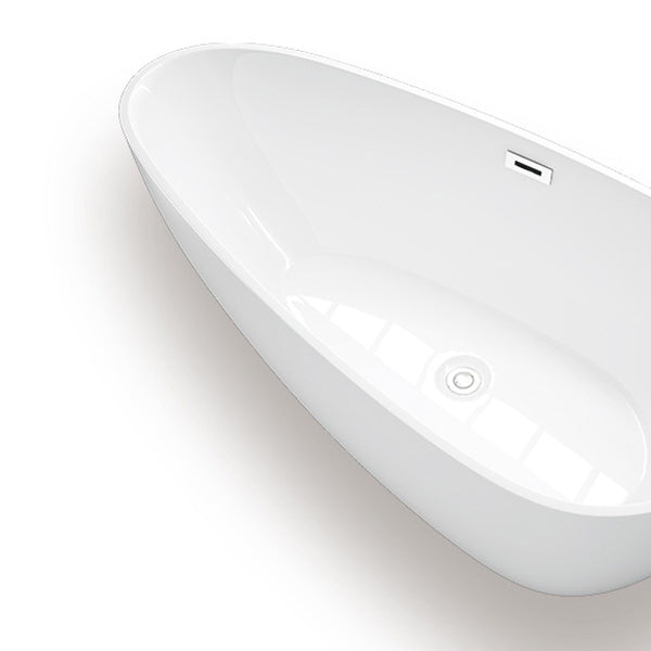 Modern Acrylic Bath Soaking White 23.62-inch Tall Bathtub with Overflow Trim