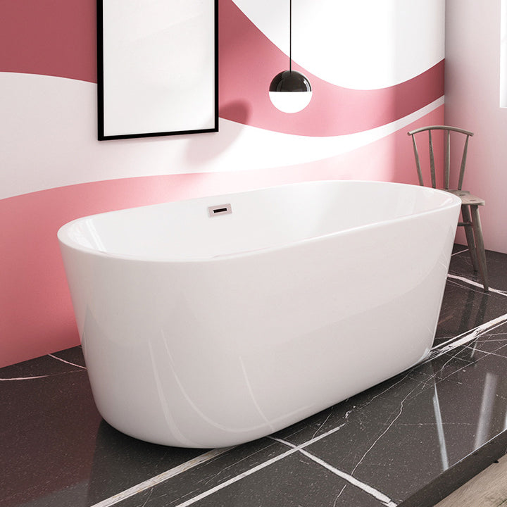 Acrylic Freestanding Bathtub Overflow Trim Soaking Bathtub , 23.62" Tall