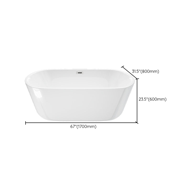 Acrylic Freestanding Bathtub Overflow Trim Soaking Bathtub , 23.62" Tall