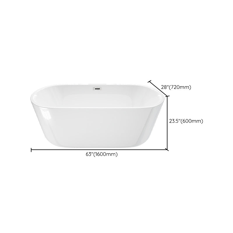Acrylic Freestanding Bathtub Overflow Trim Soaking Bathtub , 23.62" Tall
