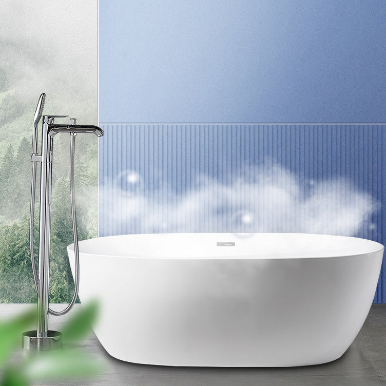 Modern Freestanding Soaking Bathtub Acrylic 23.62" Tall White Bathtub