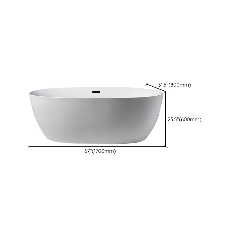 Modern Freestanding Soaking Bathtub Acrylic 23.62" Tall White Bathtub