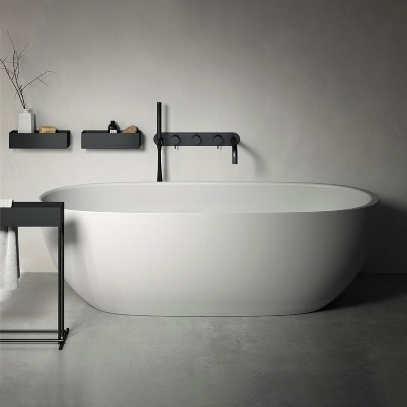 Modern Stone Bathtub Freestanding Soaking Bathtub , 29.53-inch Tall