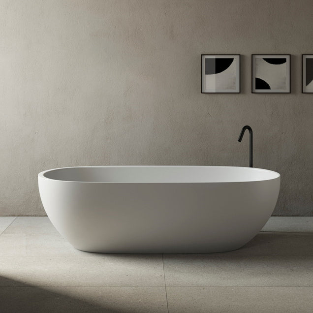 Modern Stone Bathtub Freestanding Soaking Bathtub , 29.53-inch Tall